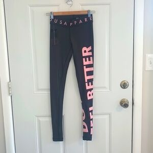 NWT Modus Apparel feel better do better pink and black leggings size XS